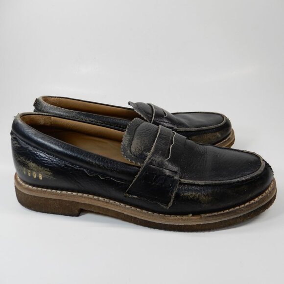 GOLDEN GOOSE Jerry Penny LOAFERS Moccasin Size 37 7 Black Grained Leather EUC - Picture 7 of 16